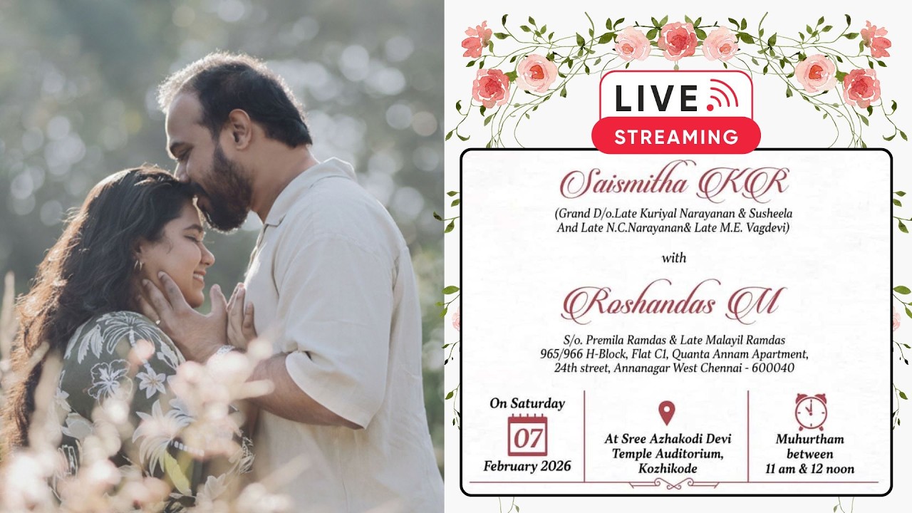 WEDDING LIVE | ROSHANDAS & SAISMITHA | (07-02-26) Sree Azhakodi Devi Temple Auditorium, Kozhikode