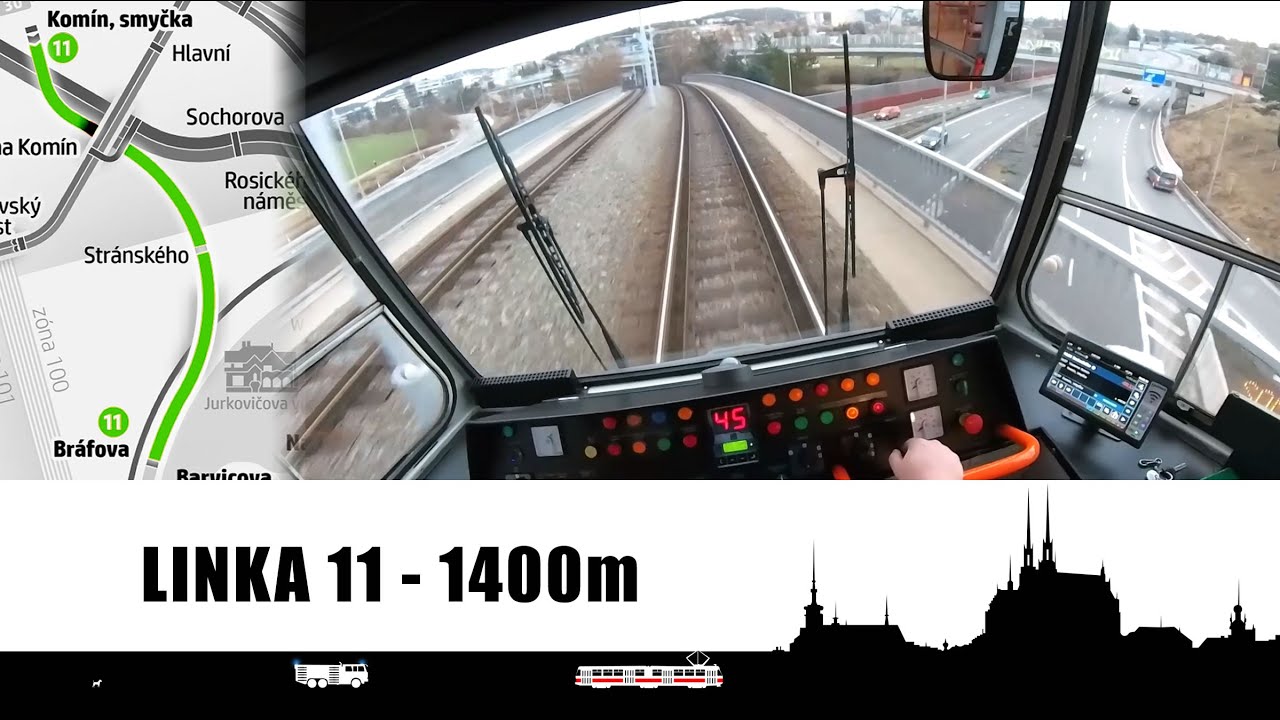 Самая короткая трамвайная линия POV 🚋 Вид из кабины трамвая Брно