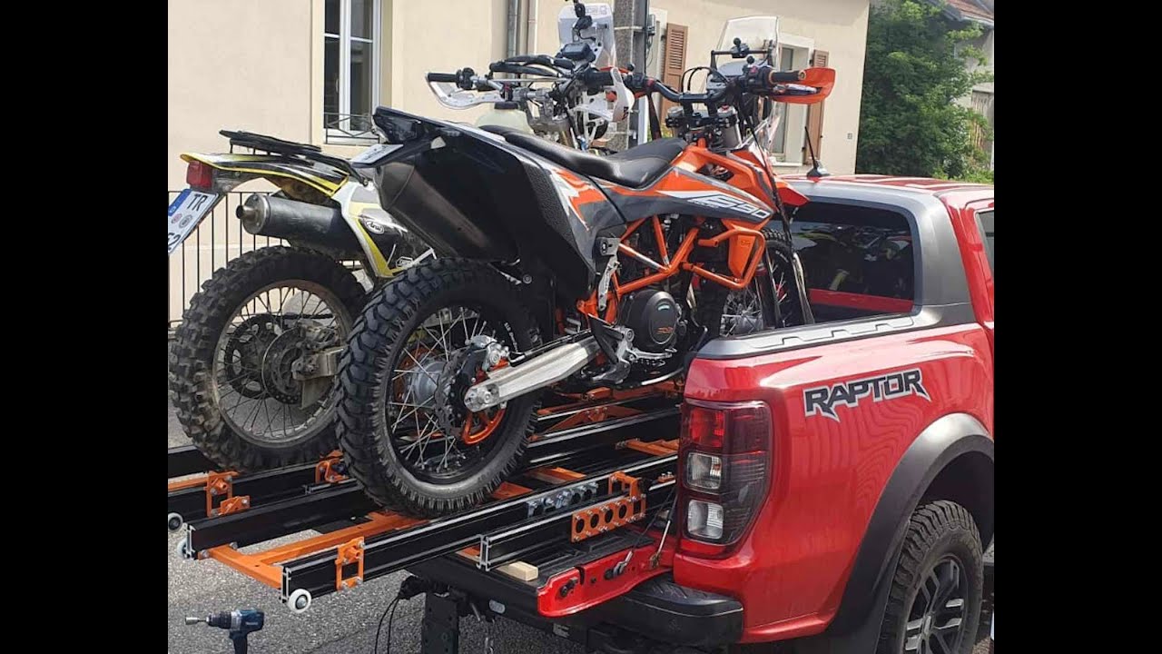 Neo Dyne motorcycle loader chargement 2 motos - motorcycle pick-up truck loading system