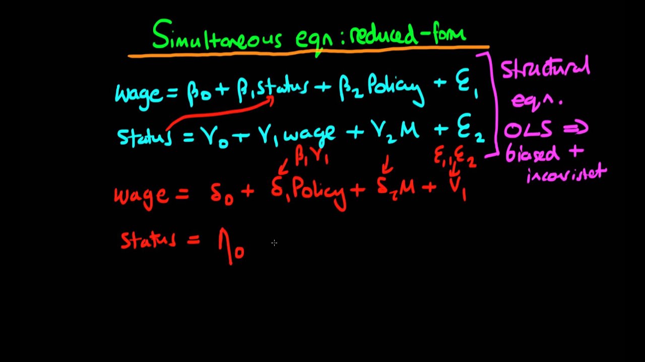 Модели одновременных уравнений &ndash; редуцированная форма и структурные уравнения
