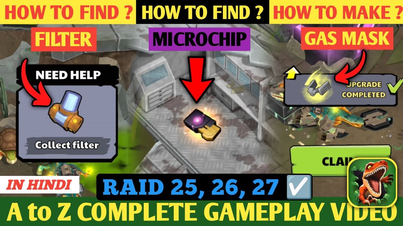 HOW TO FIND/MAKE MICROCHIP, FILTER, GAS MASK & COMP. RAID 25, 26, & 27 [RAPTOR EVOLUTION] IN HINDI