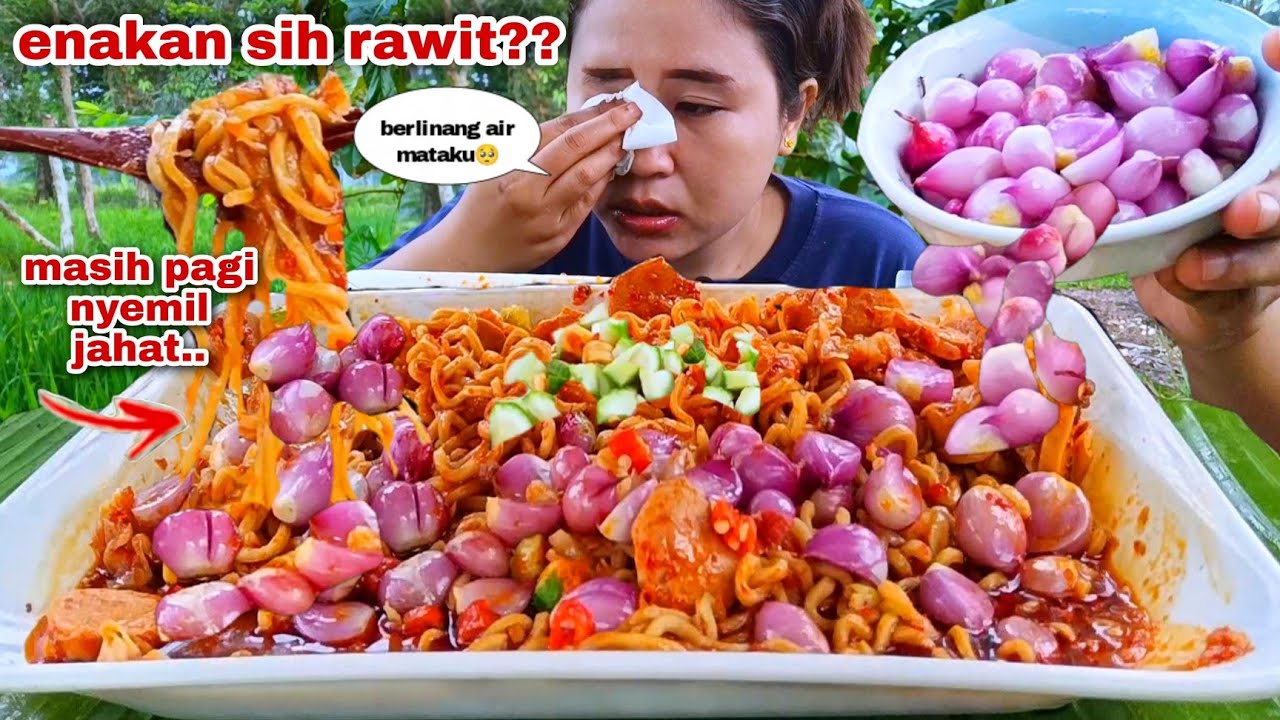 SAMPE NANGIS⁉️ MAKAN BAWANG MERAH MENTAH MIE KSC SOSIS KUAH PEDAS MUKBANG