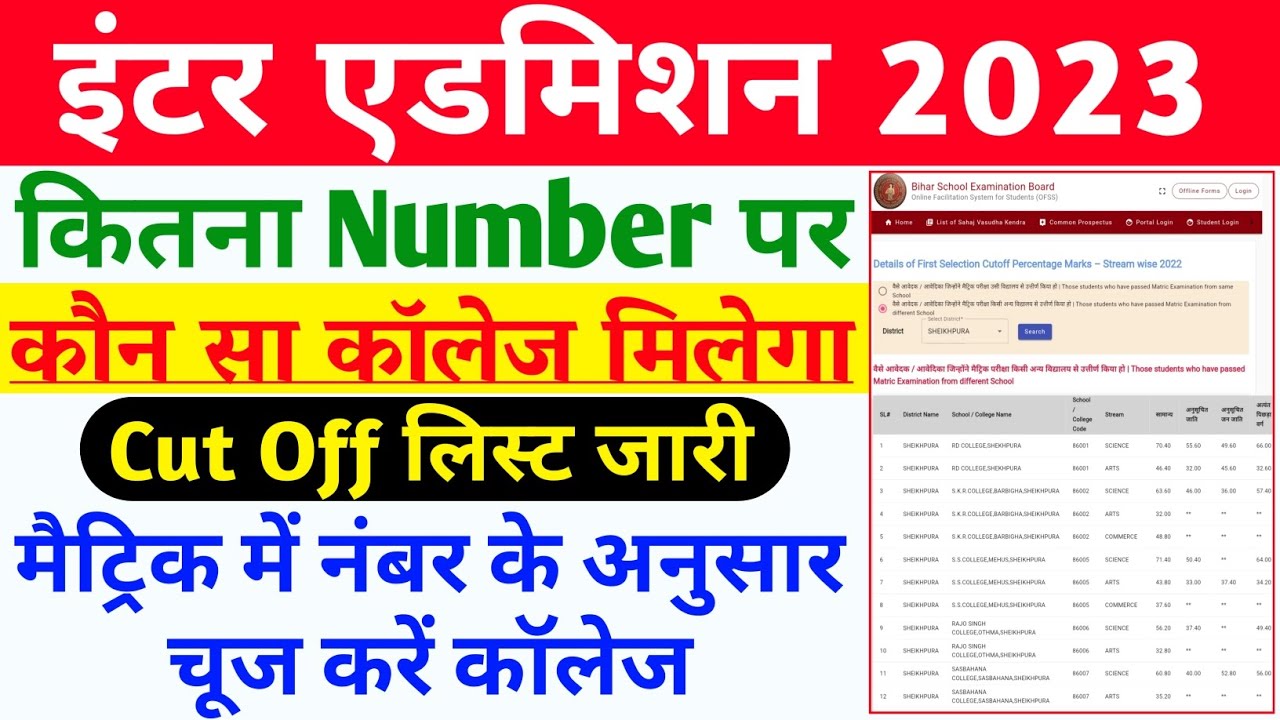 inter admission 2023 apply online | bihar board inter admission cut off list 2023 | inter admission