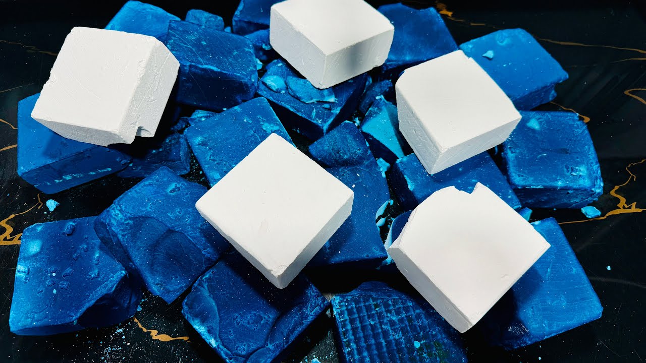 Fresh Blue & Plain Chalk ASMR Crush | Oddly Satisfying ASMR 