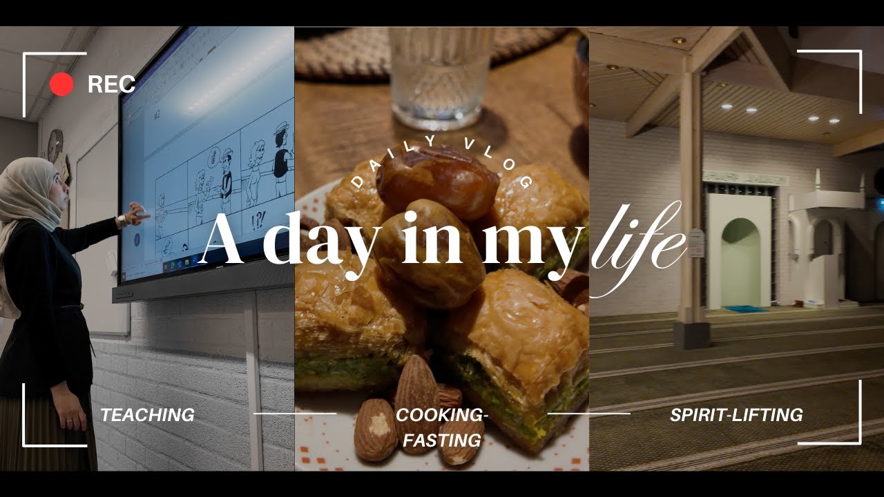 A day in my life in 3 minutes |Teaching, cooking and mosque gathering on Nisf Shaban -  يوم في حياتي
