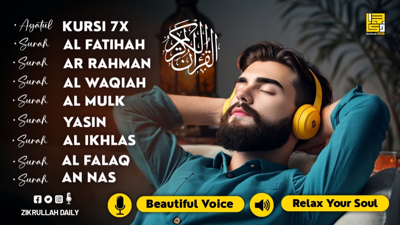 Most Relaxing Quran For Deep Sleep | Al-Fatihah, Ayat Al-kursi, Yasin ,Ar-rahman ,Al-Waqiah ,Al-mulk