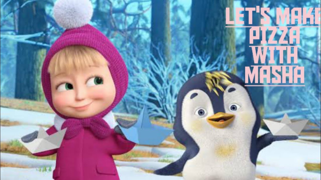 Masha and the bear making pizza for their friend penguin #viral #mashaandthebeargame 