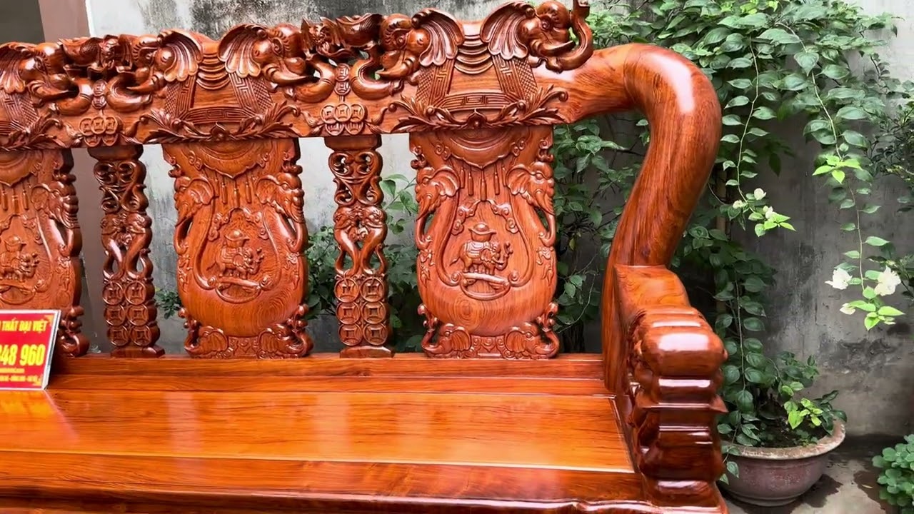 Bộ minh quốc voi tay 14 chân 14 gỗ hương đá