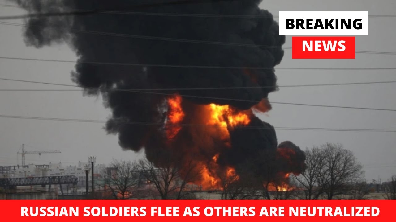 Russian soldiers run for their lives as Ukraine bombs hit base