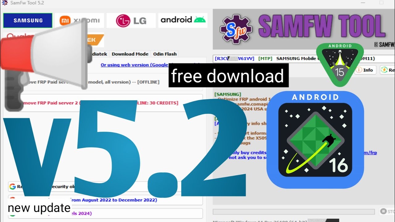 SamFW Tool 5.2 Update | Samsung FRP Android 16 | 2025 