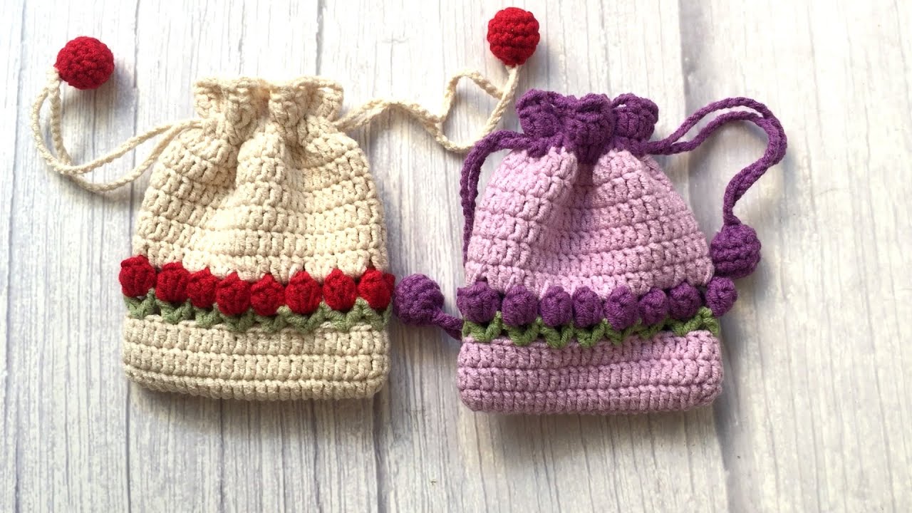 tulip change bag, headphone bag crochet tutorial