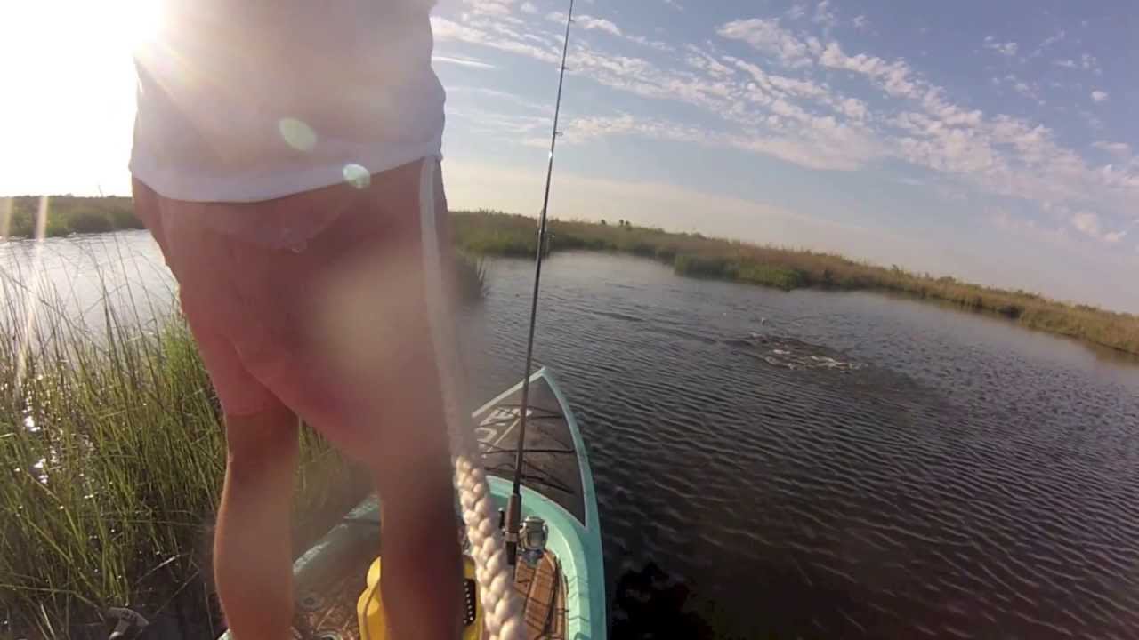 Paddle board fishing for redfish in South Louisiana