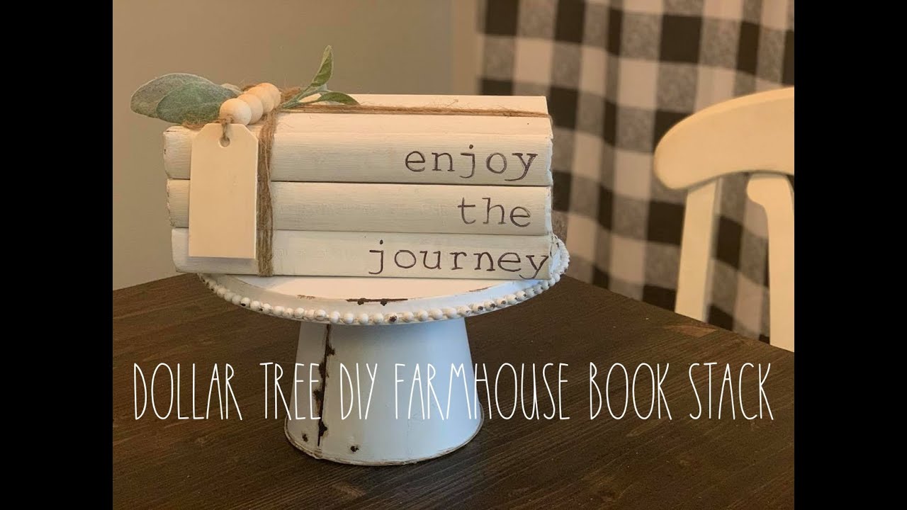 Dollar tree DIY farmhouse book stack