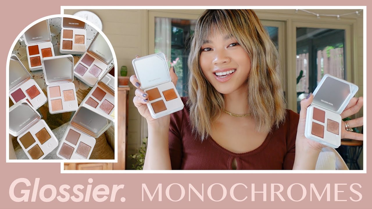 NEW Glossier Monochromes Eyeshadow Review ⭐️ 8 palettes swatched, comparison, application & discount