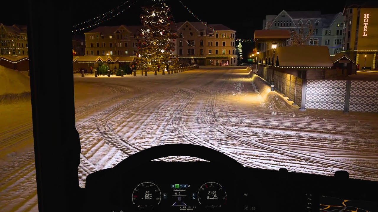 Quiet Snowy Night Drive in Winterland | Cozy & Peaceful | No Commentary | ETS2
