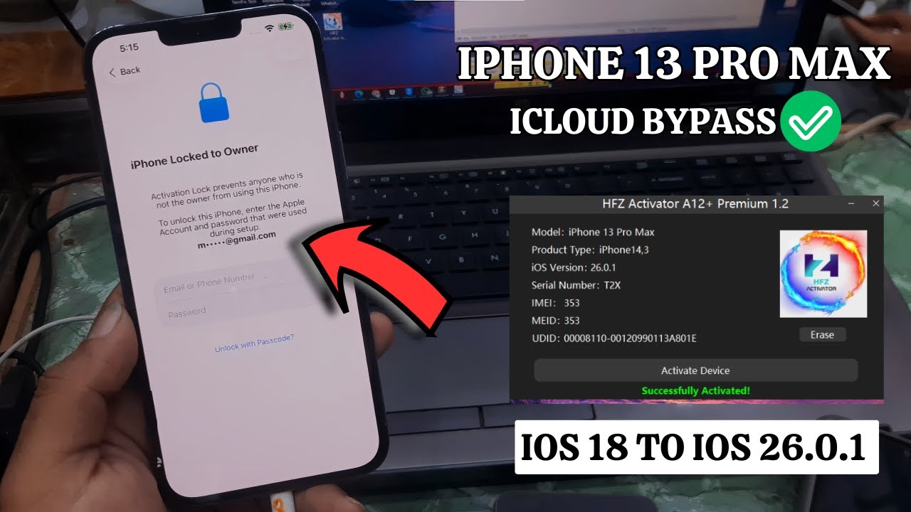 iPhone 13 Pro Max iOS 26.0.1 iCloud Bypass | HFZ Activator A12+ Premium iCloud Bypass XS-16 Pro Max