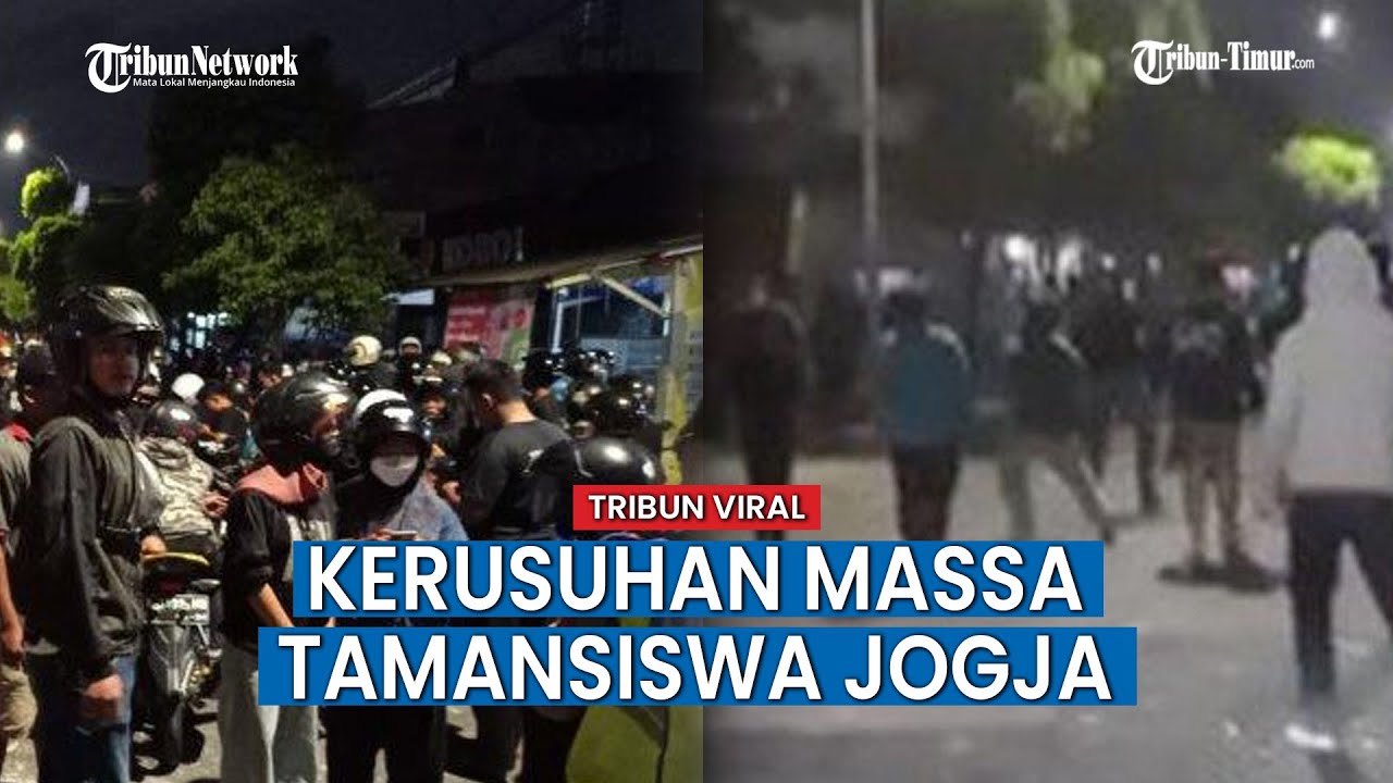 Kerusuhan 2 Kelompok Massa Saling Serang di Jalan Tamansiswa Jogja, Mobil Polisi Terkena Lemparan