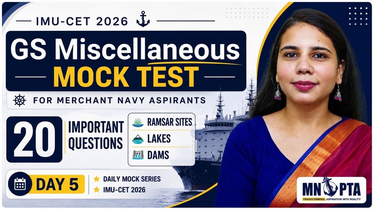 Ramsar Sites, Lakes & Dams | IMU-CET 2026 Geography Mock Test | 20 Important Questions | Day 5 |