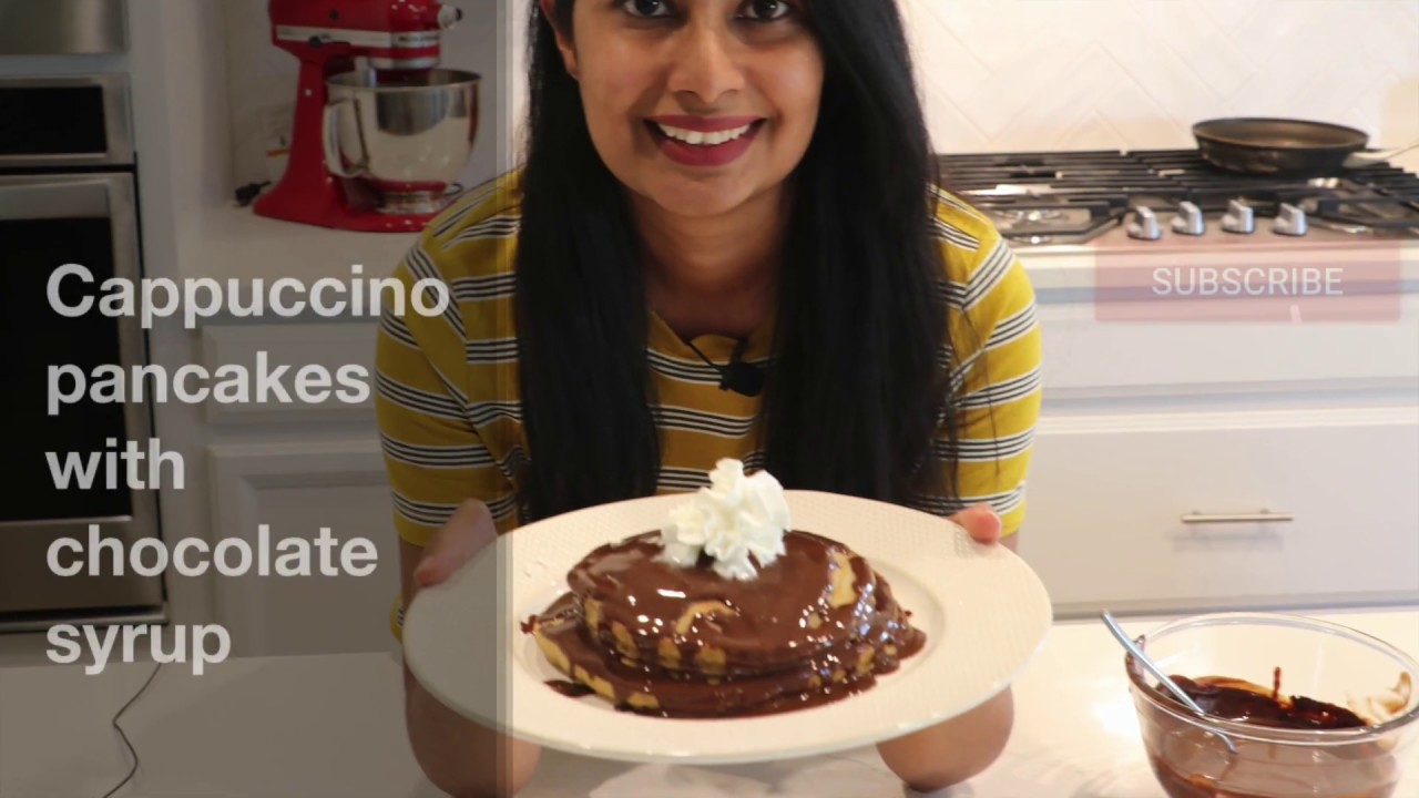 Cappuccino Pancake with Chocolate Syrup | Breakfast recipe