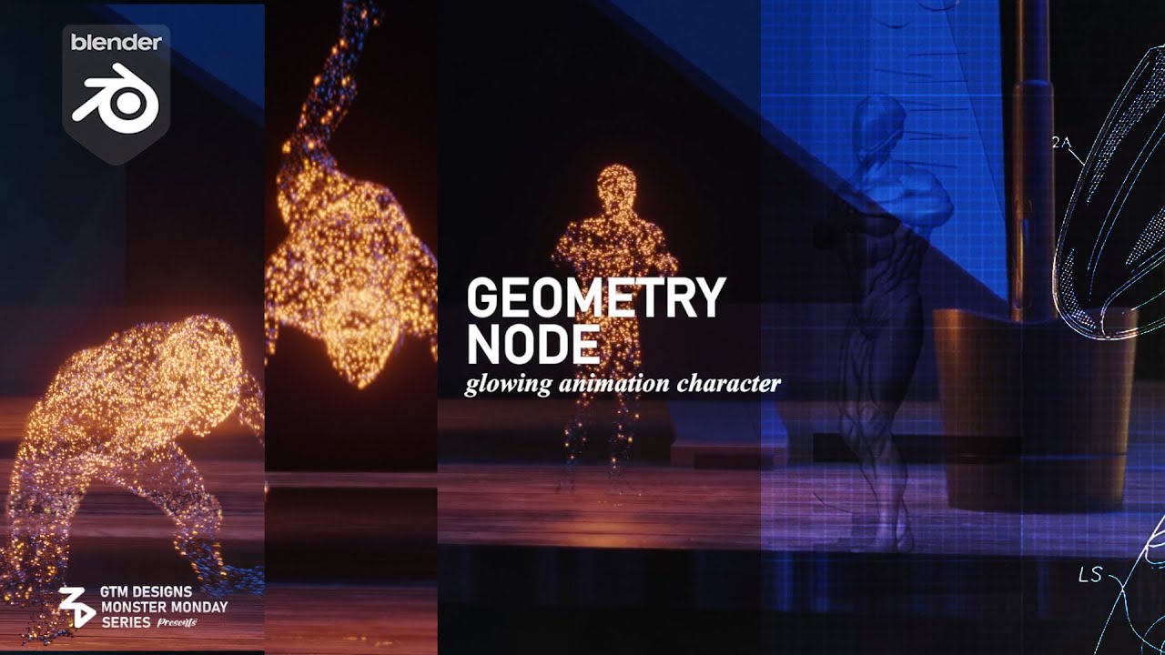 Geometry node - Glowing Character animation | Blender