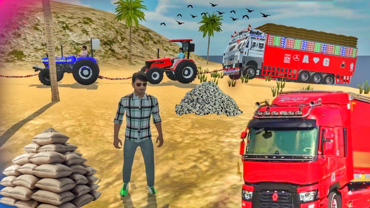 Indian truck stuck in sea and tractors rescue the truck from 🚛#tractorgame#gamingvideo MAJDUR GAMER🚜