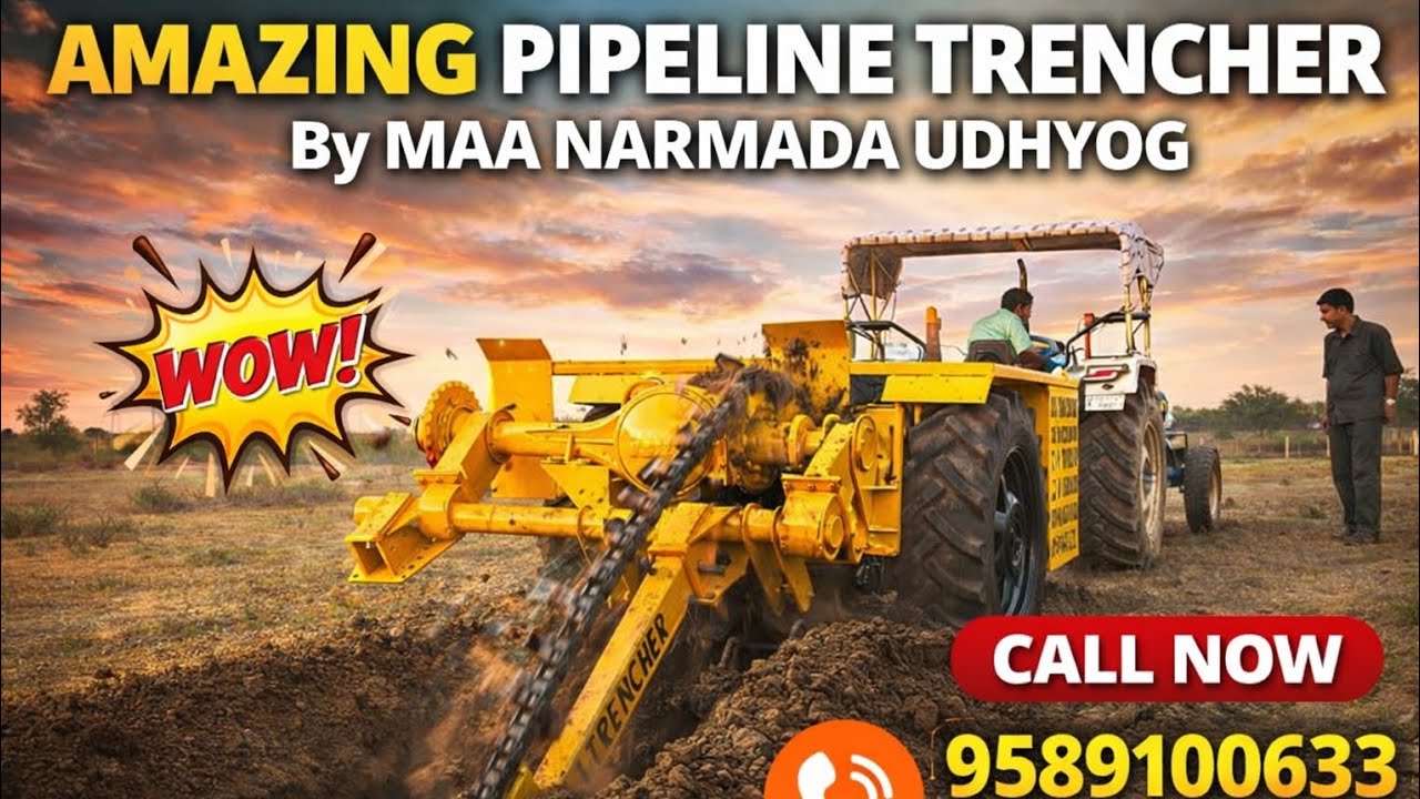 Tractor Mounted Trencher Machine | Cable & Pipeline Trenching | Maa Narmada Udhyog