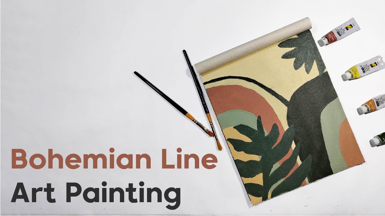 Minimal line art bohemian painting | Easy painting ideas for beginners | DIY wall art