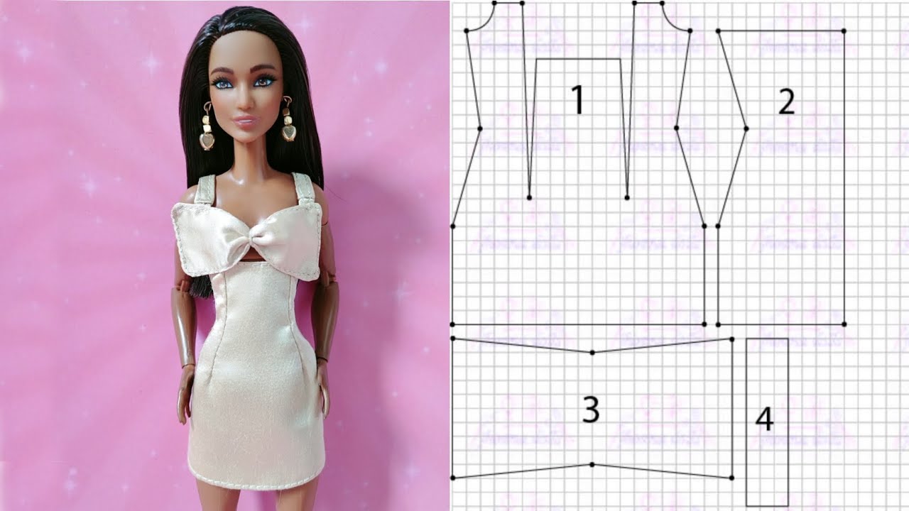 114 Vestido con moño para barbie (patrones en la descripcion)