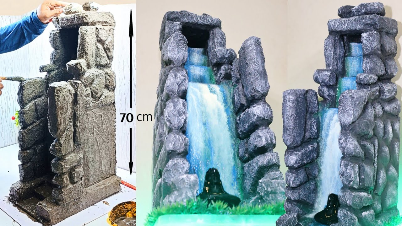 DIY Awesome Rock Stones Biggest Waterfall Fountain | Homemade Biggest Cement Waterfall Fountain