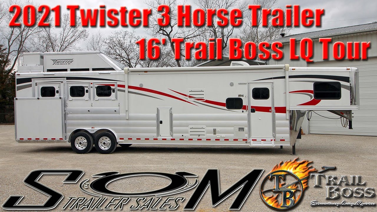 2021 Twister 3 Horse Trailer with a Custom 16' Trail Boss LQ Tour | Side Load, Pod, Gen, Wifi, 🐎🐎🐎