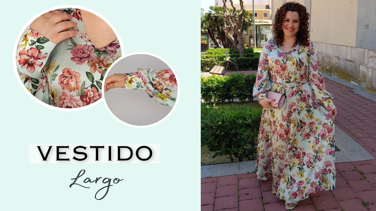 VESTIDO LARGO con manga abullonada y puño