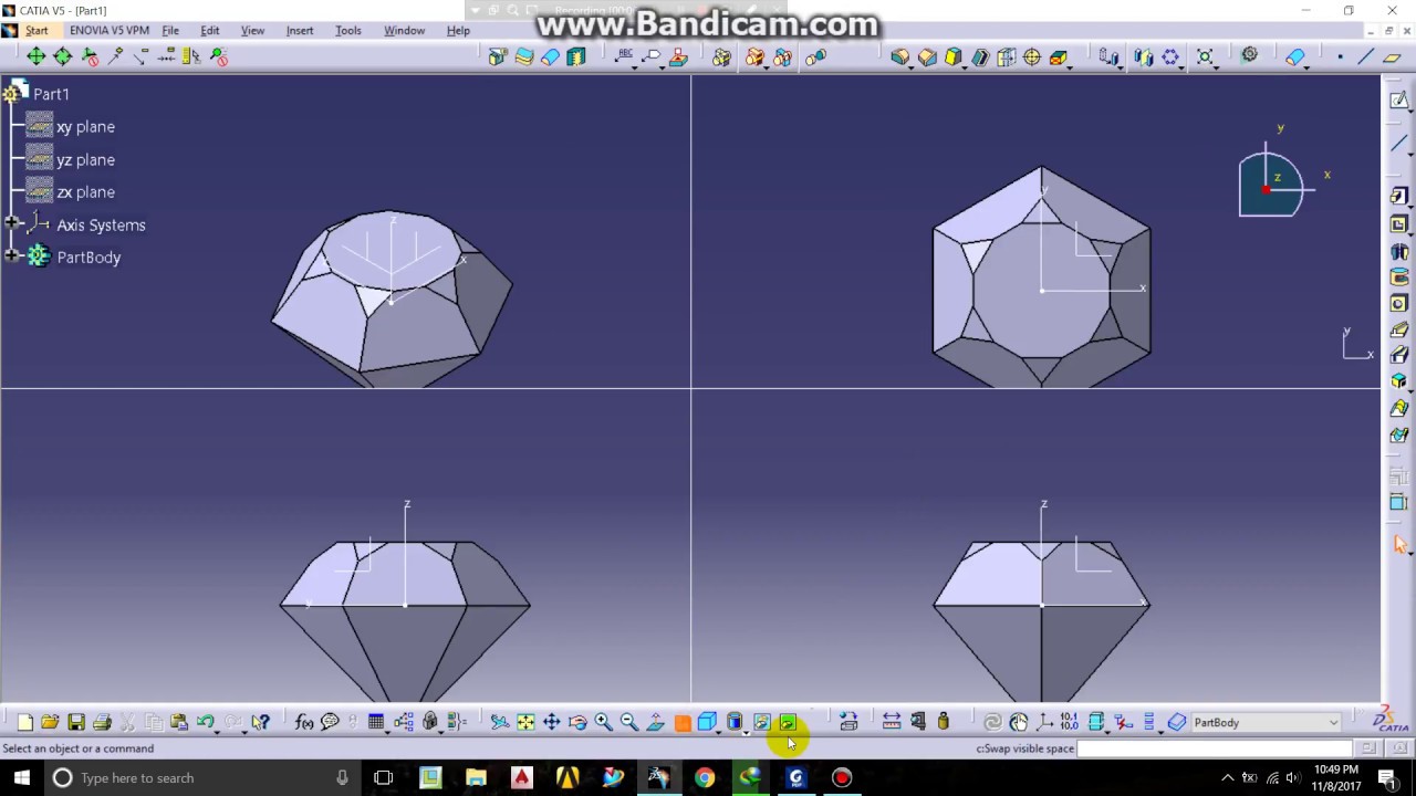 how to design Diamond in catia v5 (complex shape)