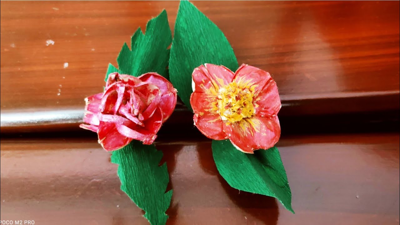 flower making with Garlicpeel/വെളുത്തുള്ളിത്തൊലികൊണ്ട് പൂവ്/Waste Material Craft/top variety's