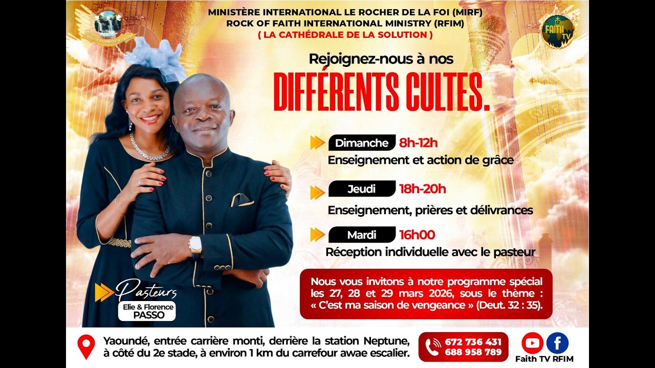 CULTE SPÉCIAL D'ENSEIGNEMENT & D'ACTION DE GRÂCE | DIM. 15 MARS 2026 | CATHÉDRALE DE LA SOLUTION
