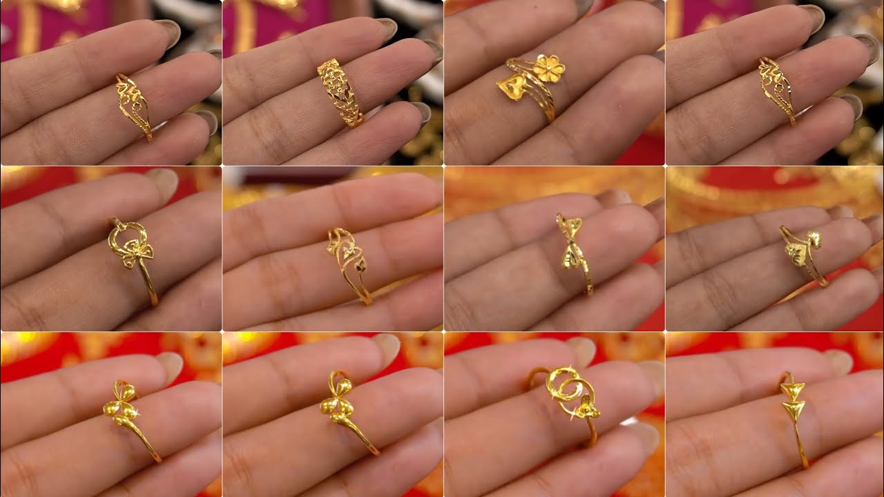 Gold ledies finger ring design for daily use/1 gram gold ring design/New Gold Ring Design With Price