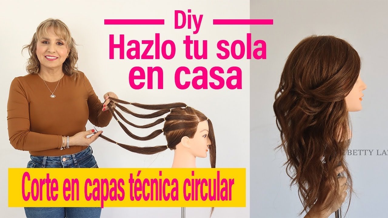 CORTE en CAPAS  con COLETAS MARIPOSA CIRCULAR SOLA en CASA DIY HAIRCUT LAYERED @bettylazcano