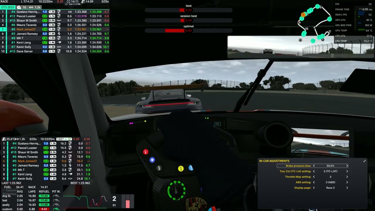 Iracing Porsche GT3 R  P3 Laguna Seca