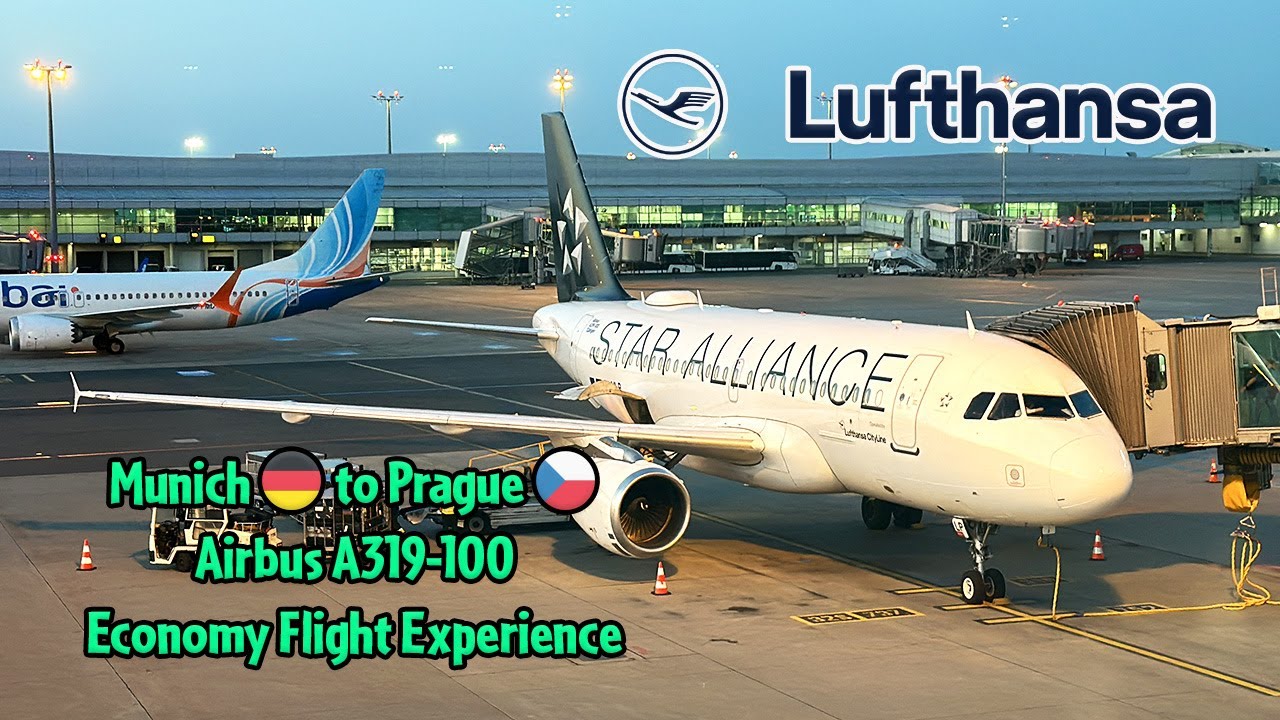 Lufthansa Cityline Airbus A319-100 Munich to Prague Economy Flight Experience