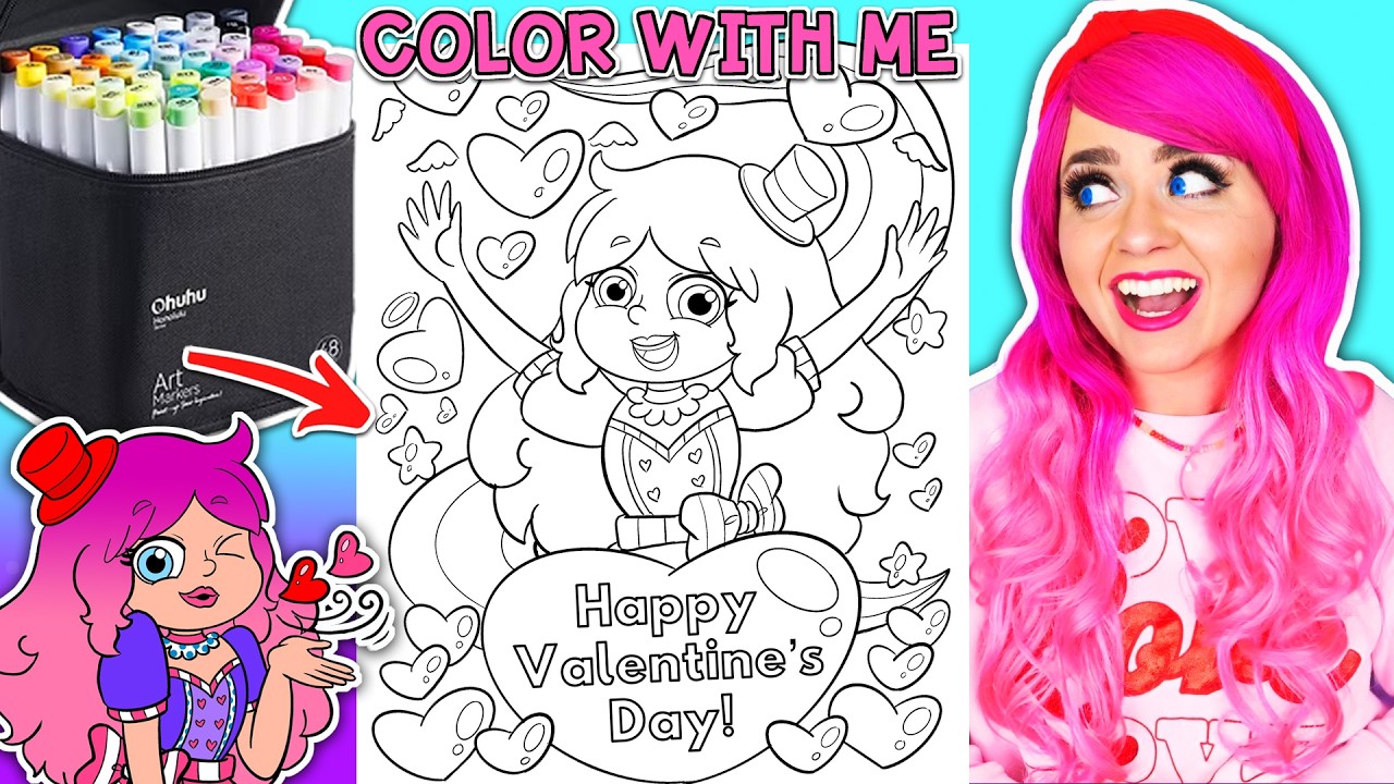 Let's Color Kimmi Happy Valentine's Day | My Valentine's Day Coloring Book | COLOR ALONG WITH KIMMI