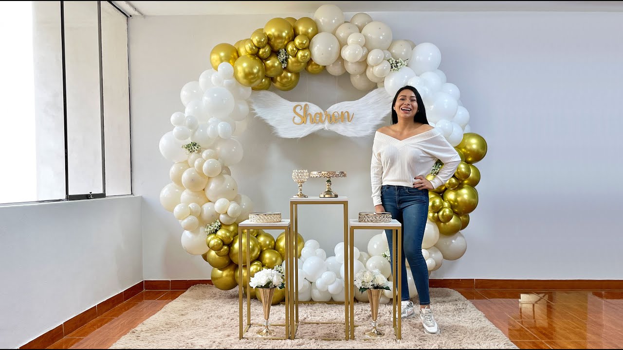 Como hacer un Arco de Globos e instalarlo en un Aro 🕊️ (Bautizo o Primera Comunión) 🕊️