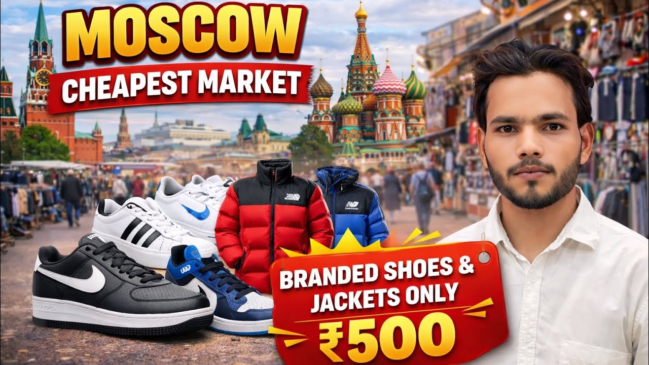 Russia Moscow Cheapest Market 🇷🇺🔥 | Branded Shoes & Clothes Only ₹500 😱 | Full Market Tour