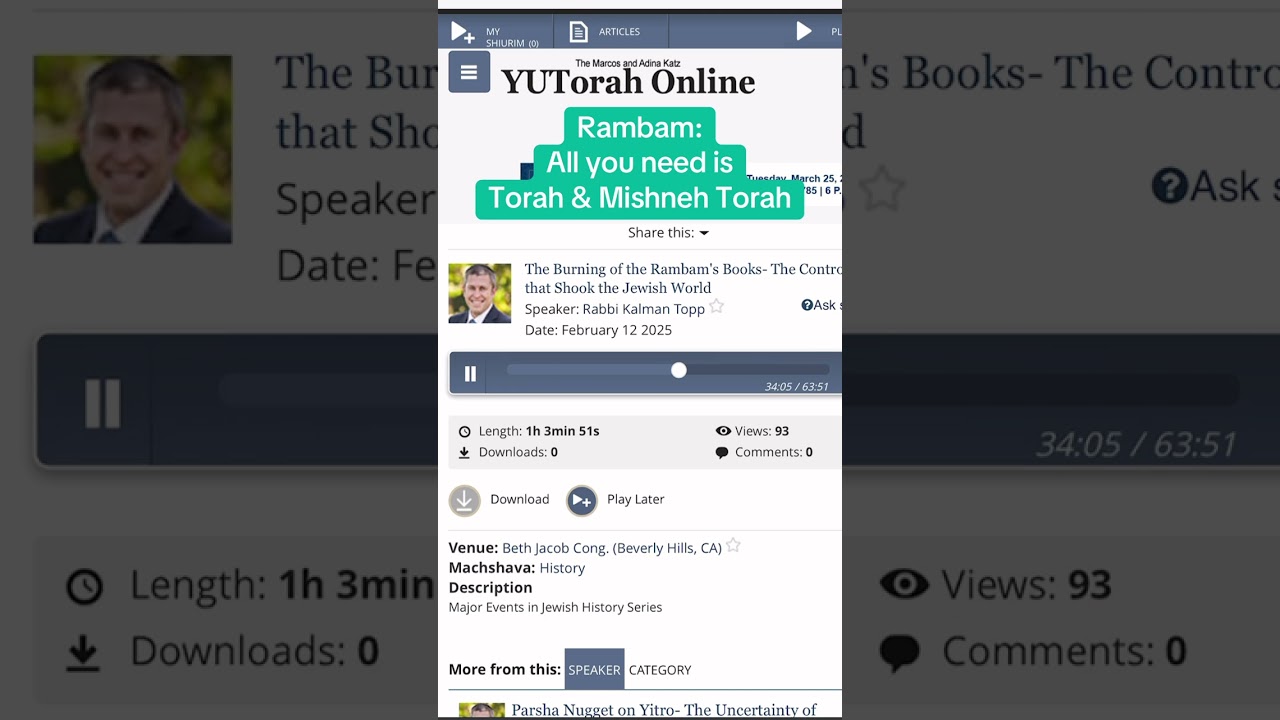 Rambam&rsquo;s and Mishneh Torah
