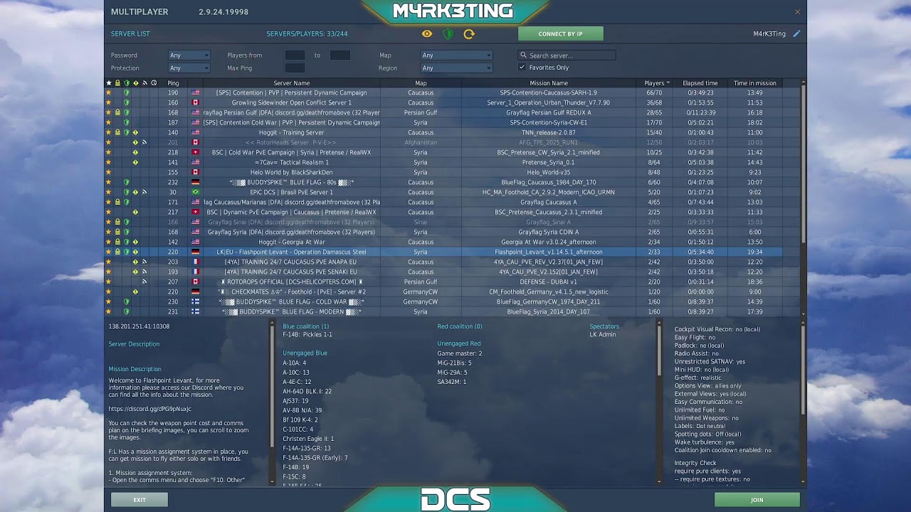 DCS Síria - Campanha Multiplayer Online