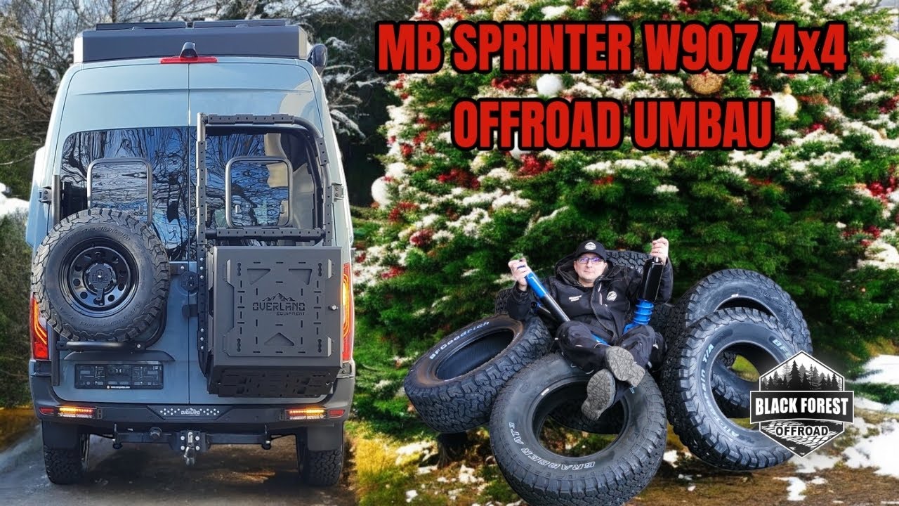 MB Sprinter W907 4x4 Offroad - Reifen, Höherlegung, Bergeösen, Heckträger, Kompressor, Trittstufe