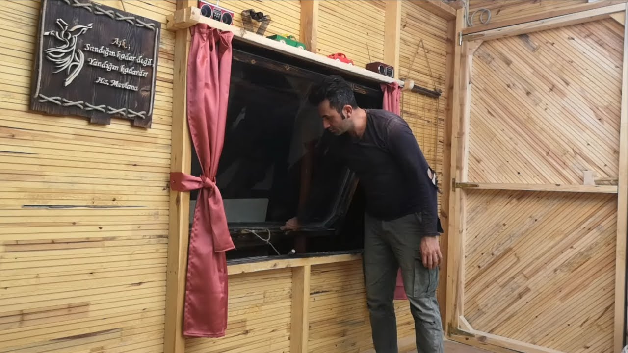 The wooden window of my wooden house I made for my workshop / Ahşap pencere yapımı