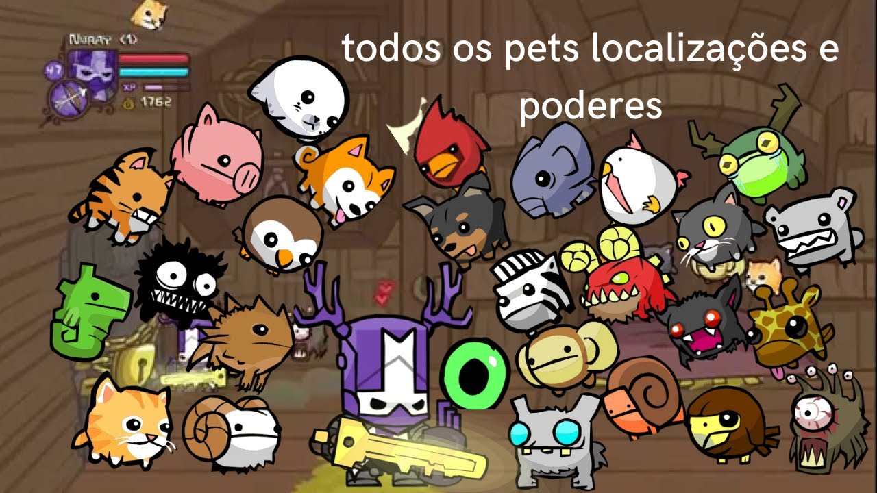 todos os pets castles crashers localização e poderes!!!