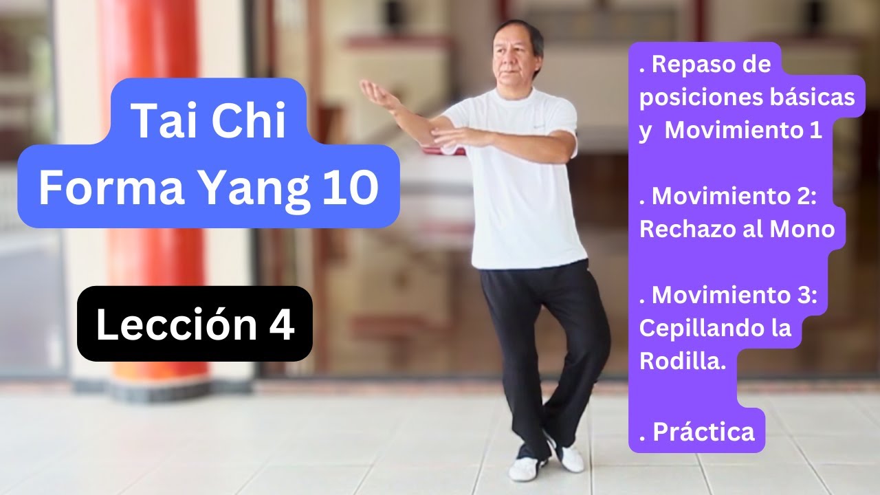GRATIS Tai Chi. Lección 4. Forma Yang 10. Movimientos Rechazo al Mono y Cepillando la Rodilla.