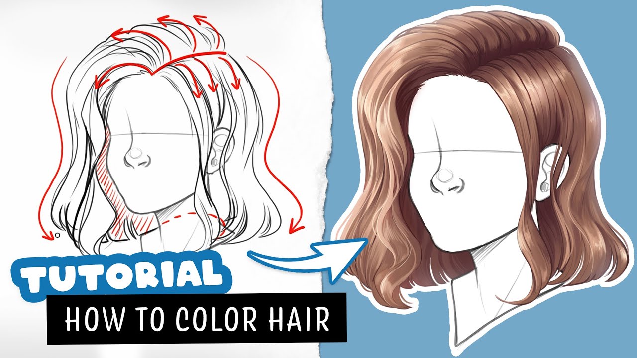 🎓 How to color SEMI-REALISTIC hair ✒️ Digital Art Tutorial