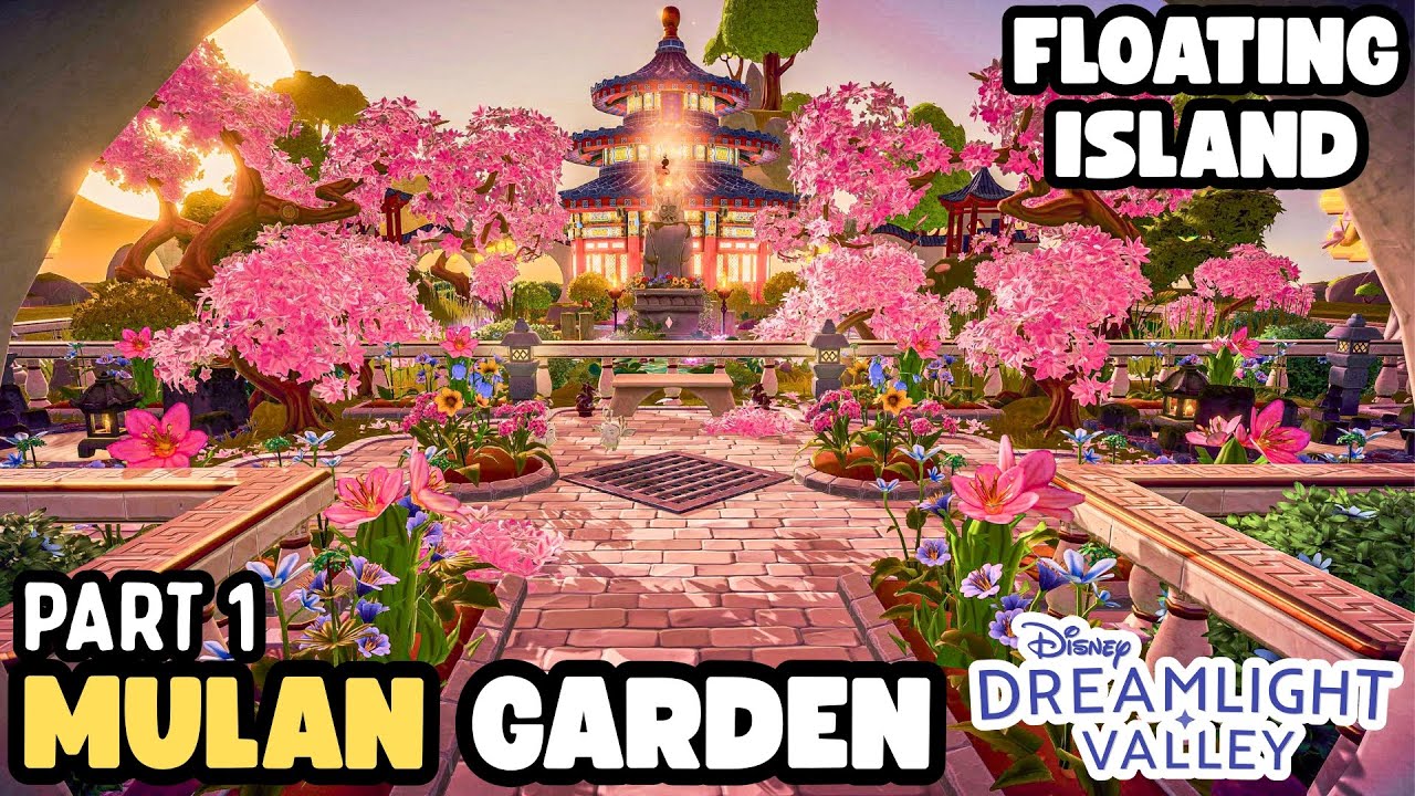 Элегантный дизайн сада с прудом в городе Мулан ~плавучий остров ~Disney Dreamlight Valley ~Часть ...