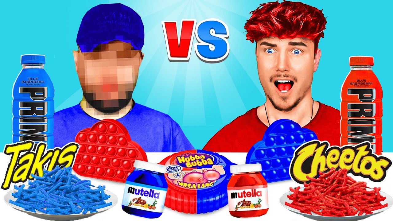 BLAUES ESSEN gegen ROTES ESSEN! 🔴🔵 (Challenge)